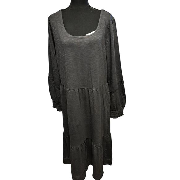 Denim & Co. NWT Canyon Retreat Tall Easy MidiBoot Dress L Tiered Cotton Blend - Picture 1 of 5